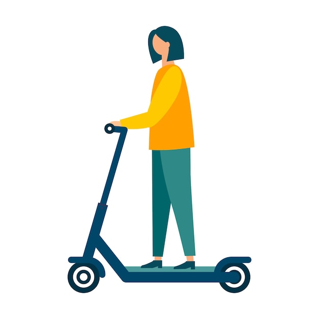 People ride scooters. Modern illustration. Flat vector. Isolated on white background.