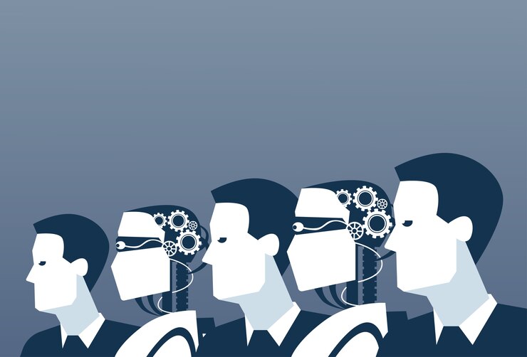 Vector people and robots modern human 