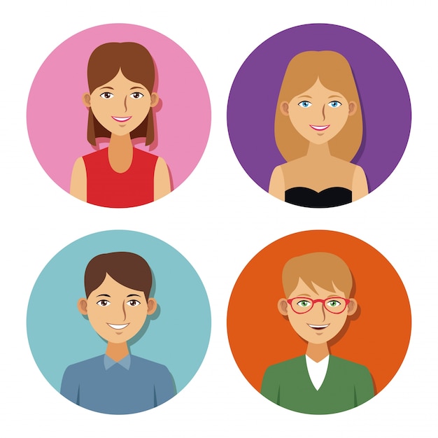 Vector people in round icons