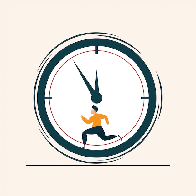 People running concept clock flat