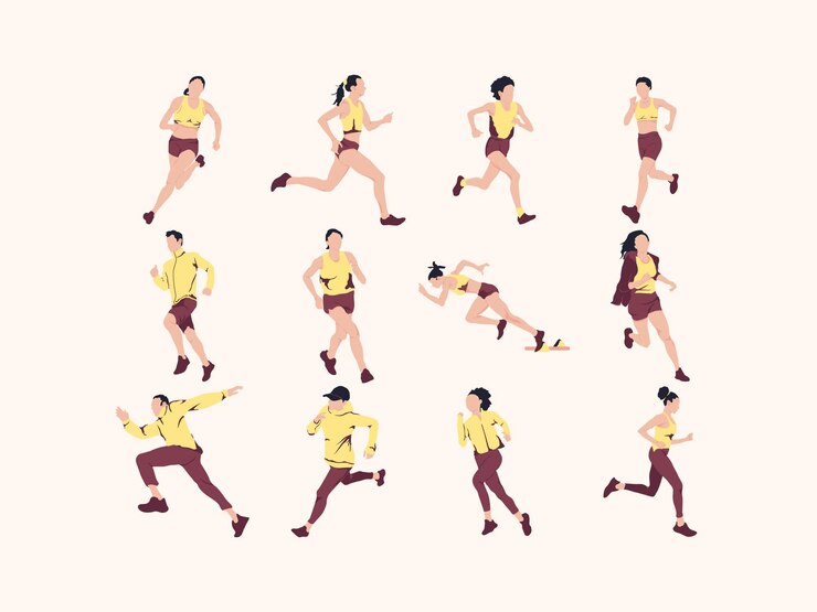 Vector people running element set