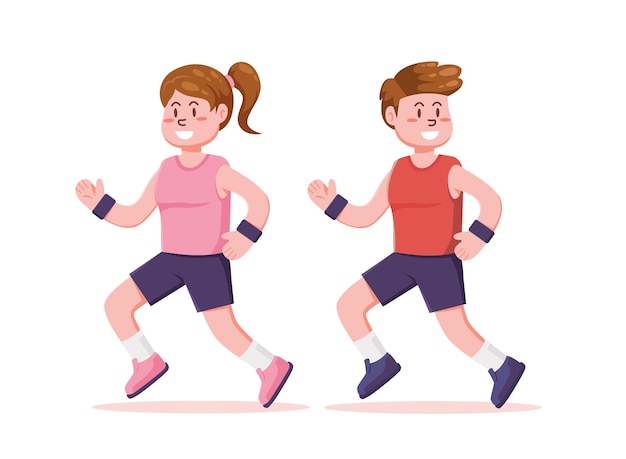 People running jogging exercise and athlete vector illustration