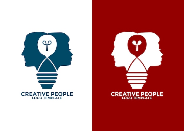 people's creative thinking, people idea with bulb logo vector