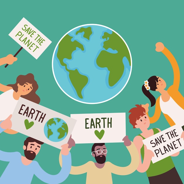 Vector people save the planet theme