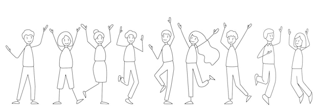 Vector people say hello greet each othersimple figures sketch vector