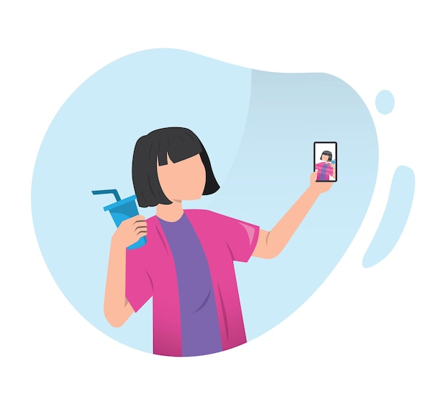 People selfie photo modern people flat characters taking photographs of themselves selfie icon