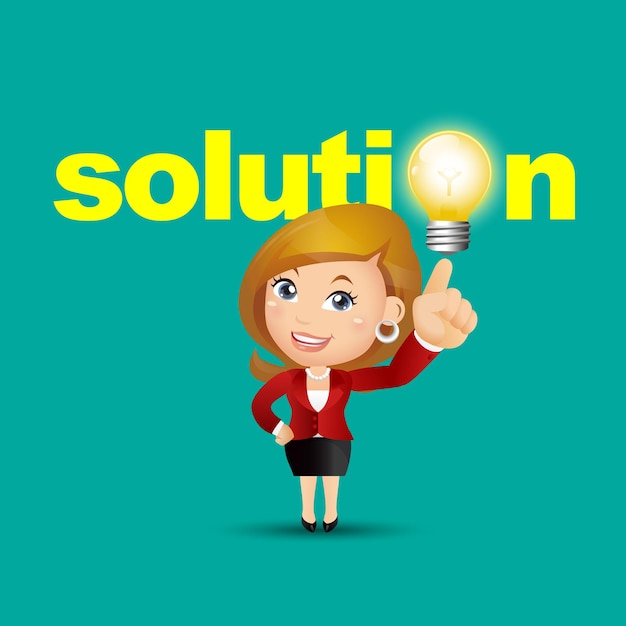 People Set - Business - Businesswoman pointing solution symbol