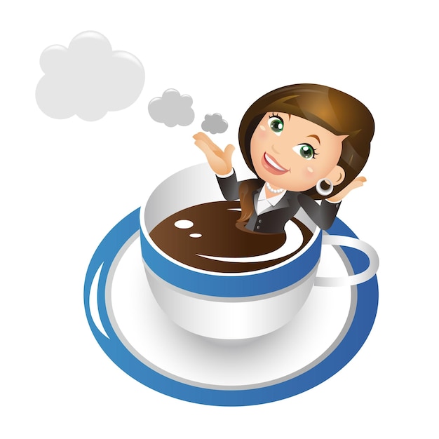 Набор людей - бизнес - предприниматель, расслабляющий и думающий в чашке кофе
