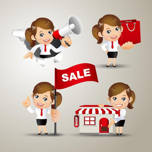 Vector people set - business -sale