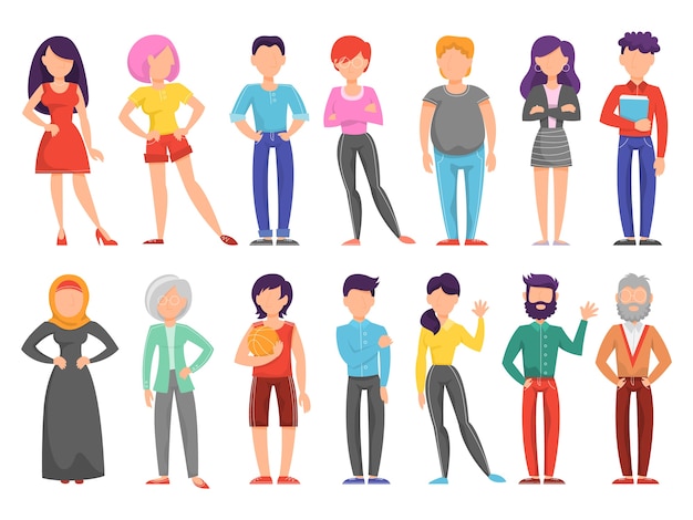 Vector people set. collection of different person with various appearance