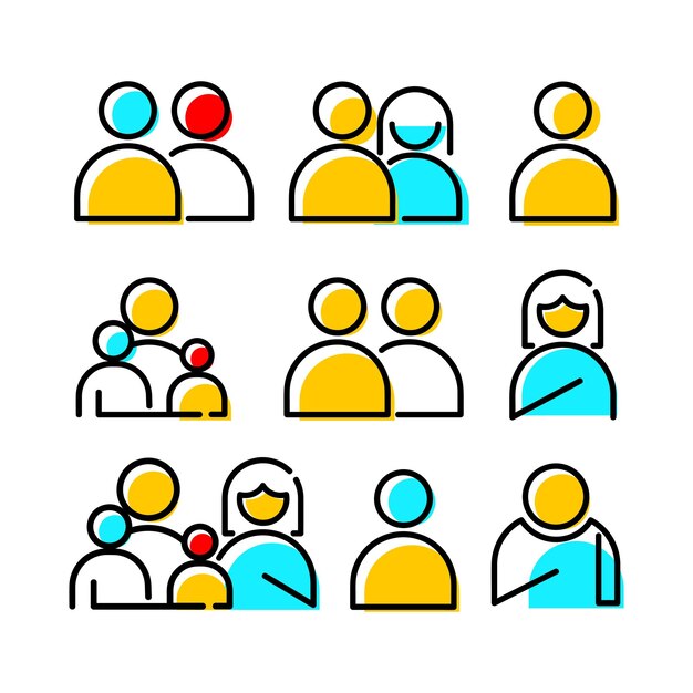 Vector people set icon father mother and his son illustration for concept family friendship gathering