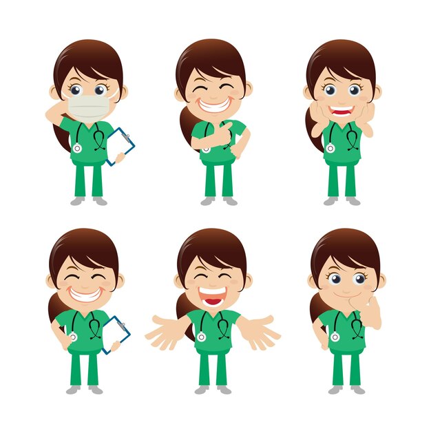 Vector people set  profession  doctor in different poses