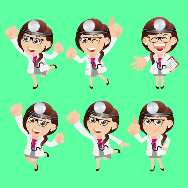 Vector people set  profession  doctor in different poses