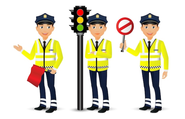 Vector people set  profession  traffic policeman