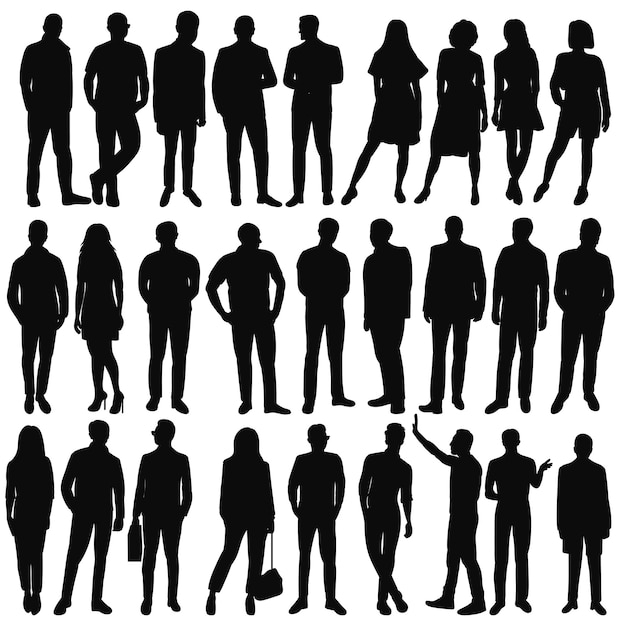 People set silhouette isolated on white background vector