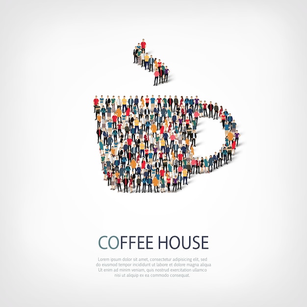 Vector people in the shape of a cup of coffee