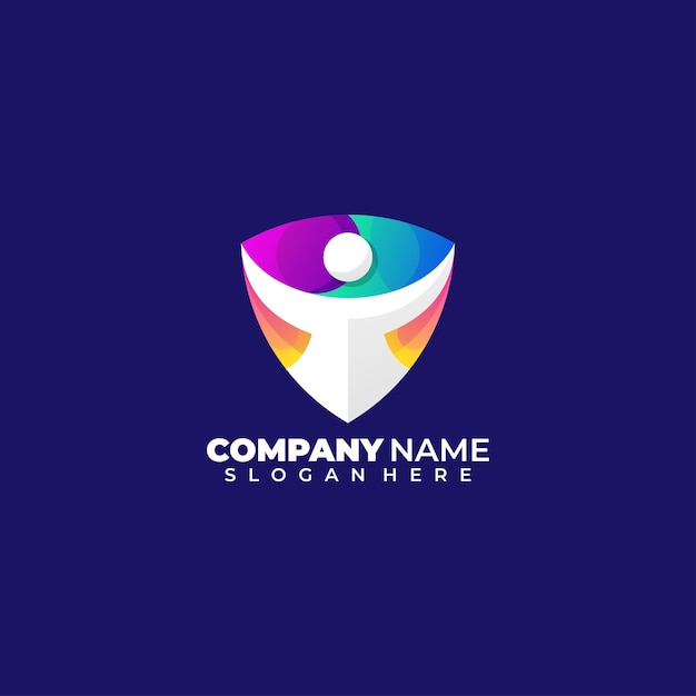 People shield logo design template icon colorful