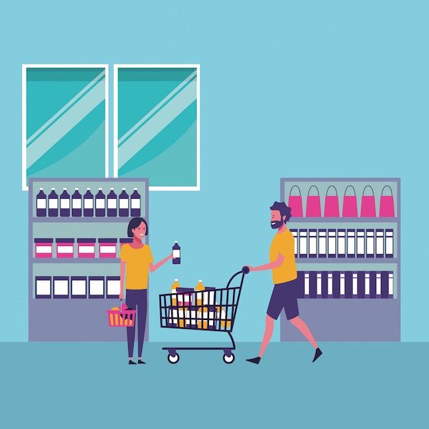 Vector people shopping cartoons