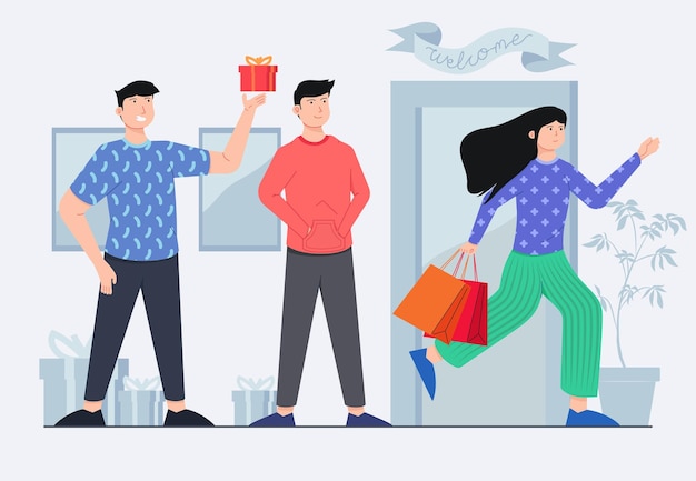 Illustrazione dello shopping di persone