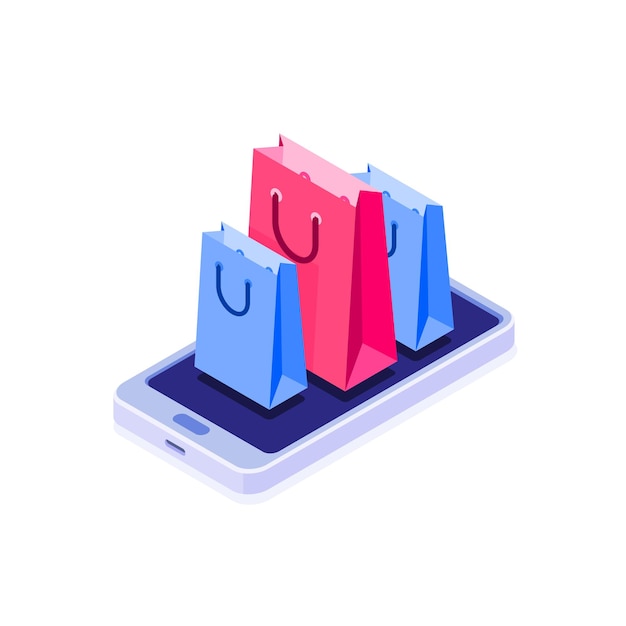 Vector people shopping isometric icons