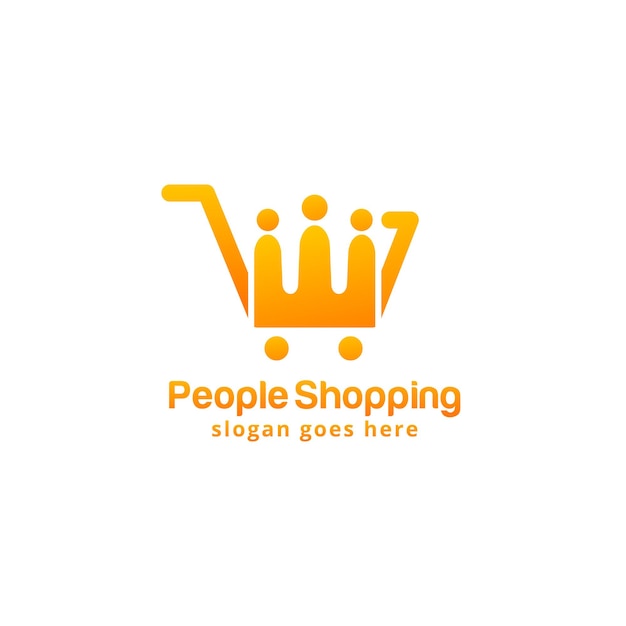 Vettore modello di progettazione del logo di people shopping