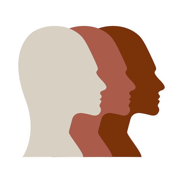 People silhouette group of young female person profile avatar vector illustration