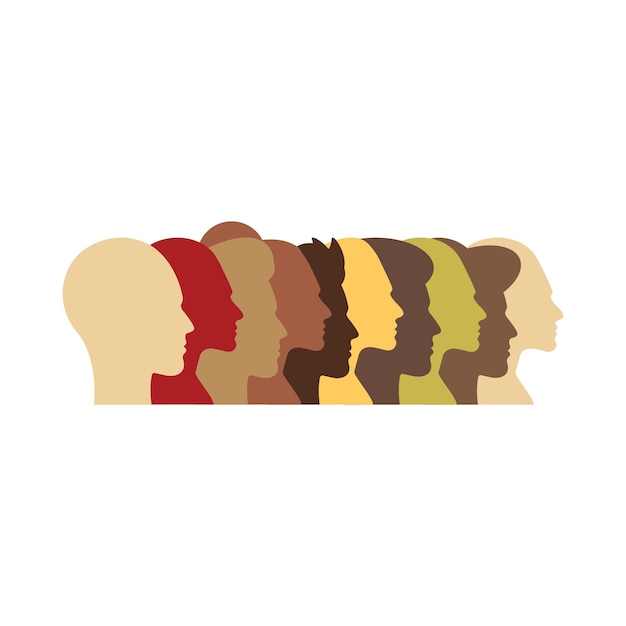 Силуэт группы молодых людей мужского и женского пола профиль аватара векторная иллюстрация для команды