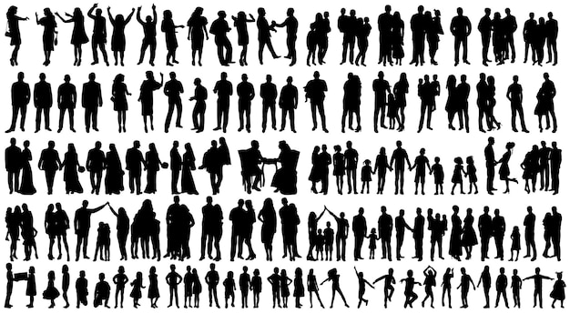 Vector people silhouette set on white background, isolated, vector