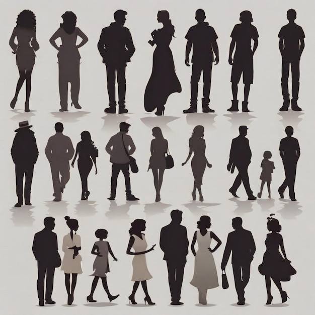 ベクトル people silhouettes cartoon vector background