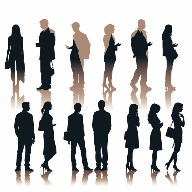 Vector people silhouettes cartoon vector