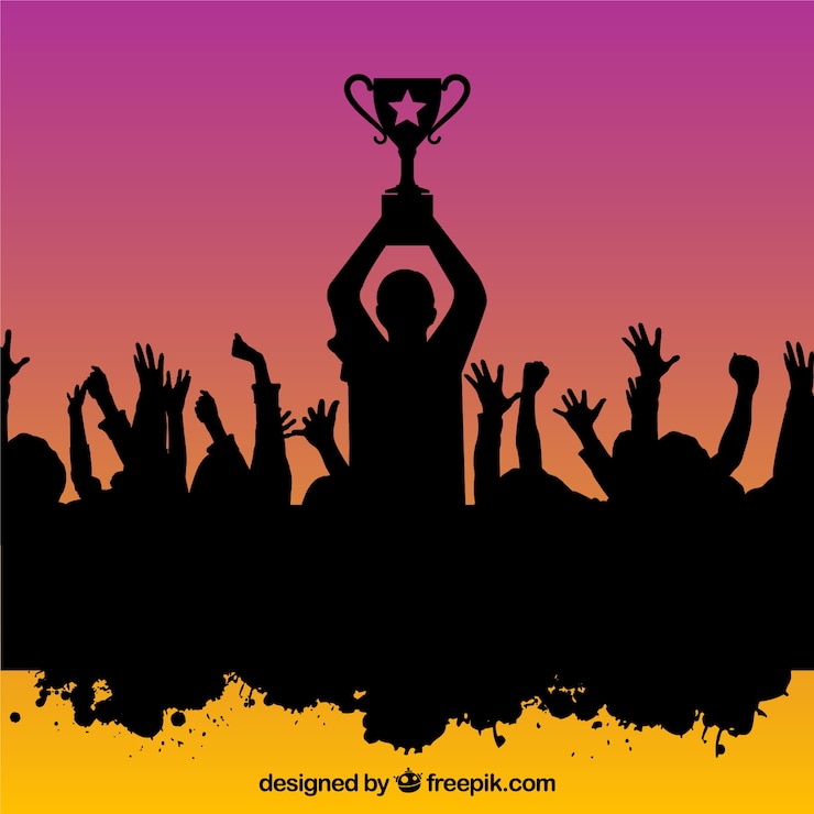 वेक्टर people silhouettes celebrating a world championship