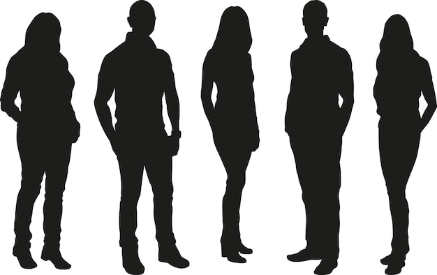 People Silhouettes vector set 14