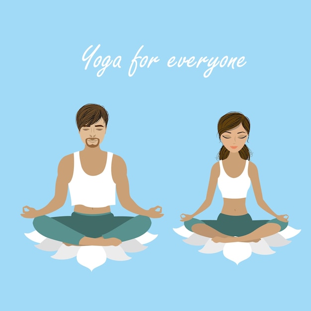 People sitting in lotus position Vector illustration