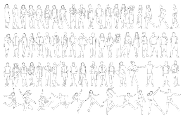 People sketch set on white background isolated vector