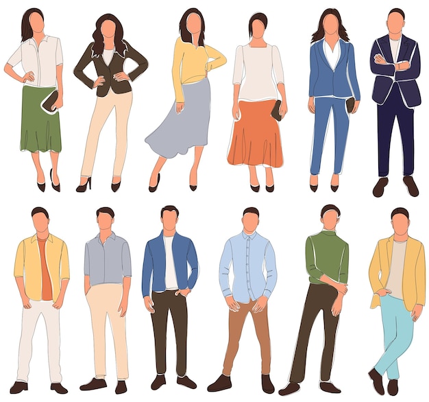 Vector people sketch set on white background vector