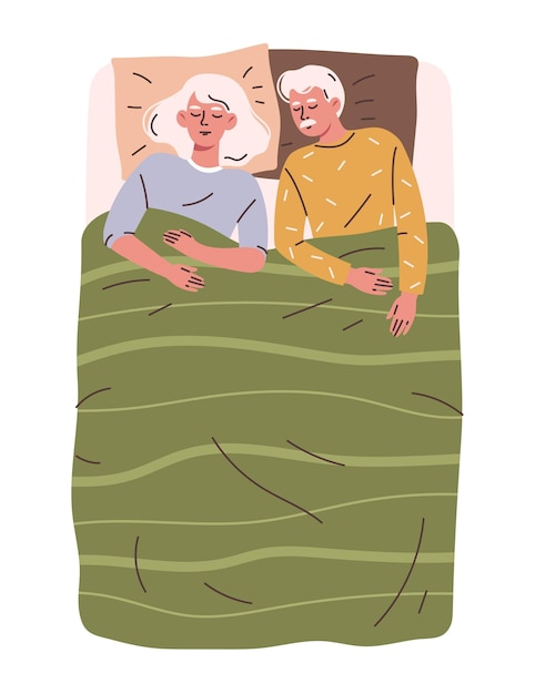 Vector people sleeping in bed concept