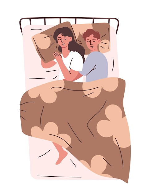 Vector people sleeping in bed concept