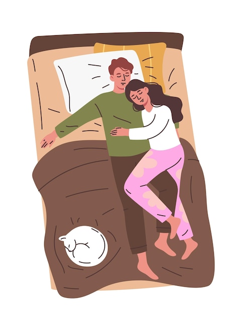 People sleeping in bed concept