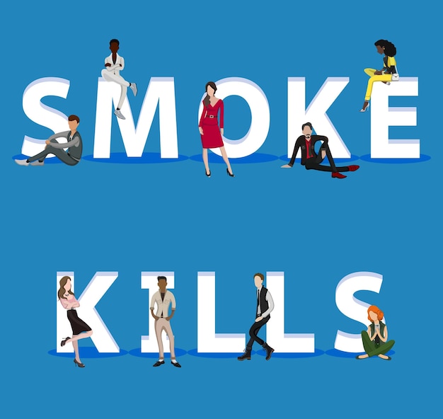 Vettore people on smoke kills per presentazioni di app per dispositivi mobili web