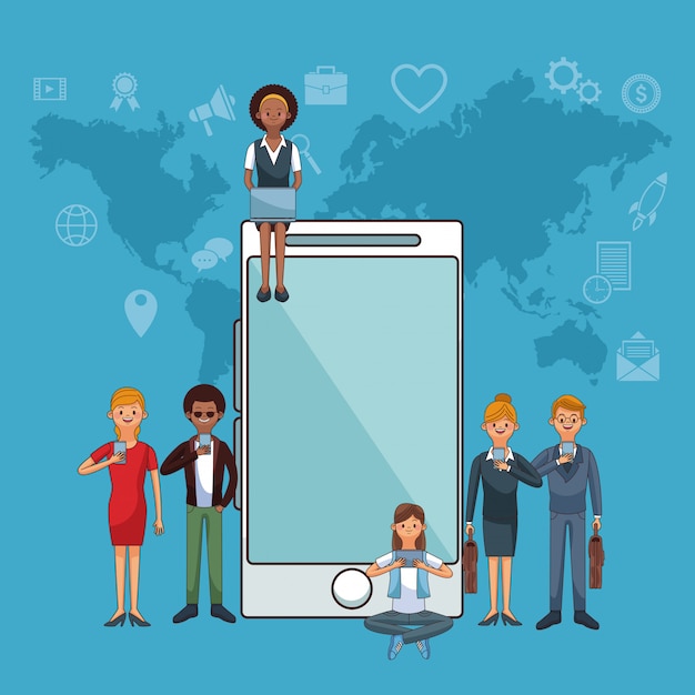 people and social media from smartphone 