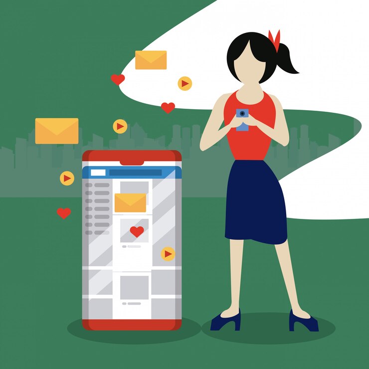 Vector people and social media and network