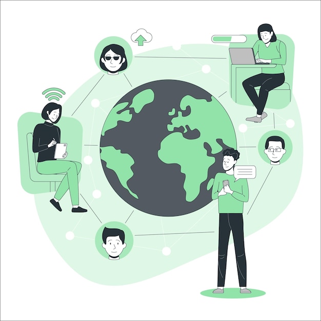 People socializing on online platforms illustration