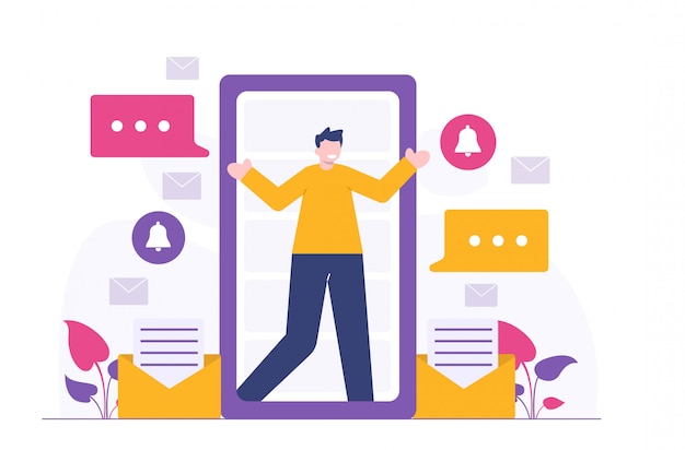 people and sosial media flat illustration