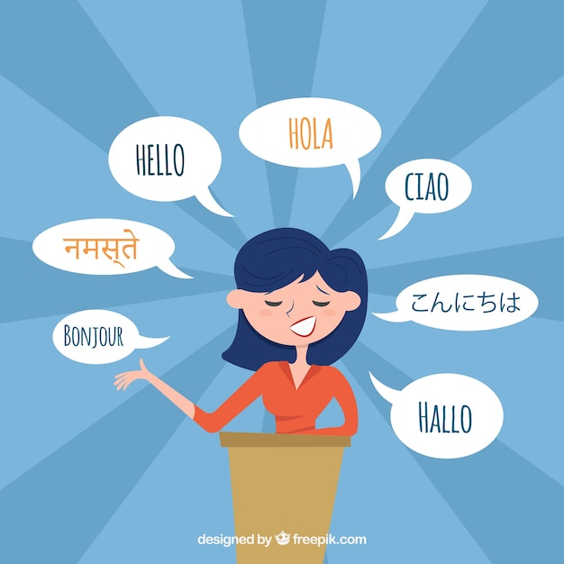 Vector people speaking different languages with flat design