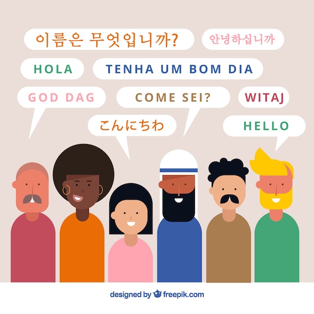 People speaking different languages with flat design