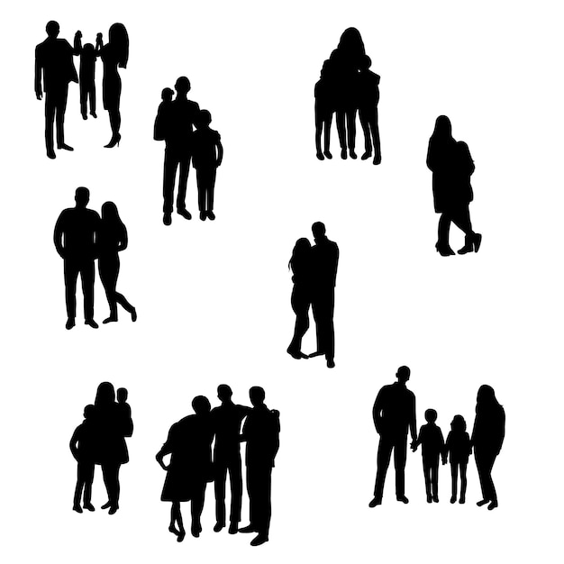 People stand, group of silhouettes