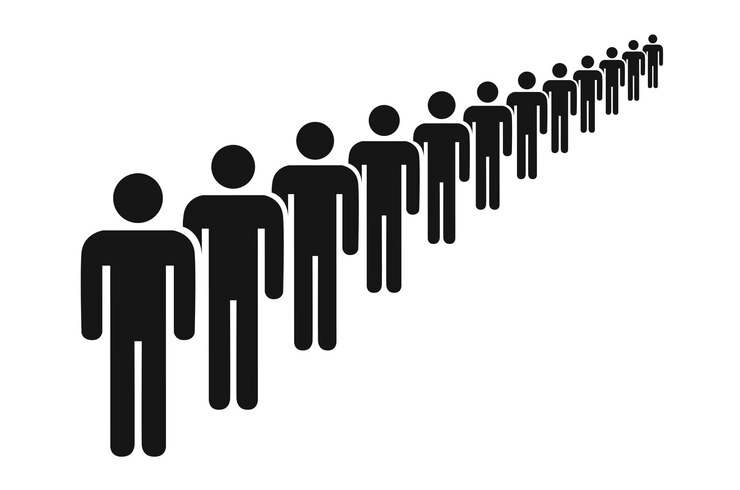 People stand queue and one person fits. Stock vector HD