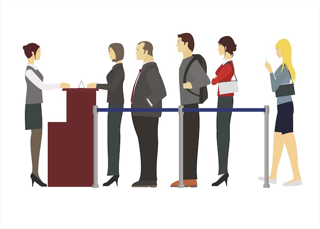 People standing in a row simple flat illustration