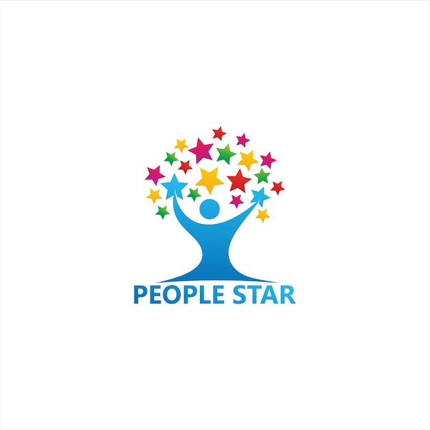 Persone star tree logo template design vector, emblem, design concept, creative symbol, icon