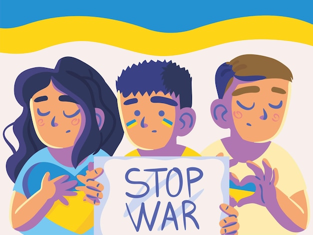 Vettore la gente ferma la guerra l'ucraina non fa guerra